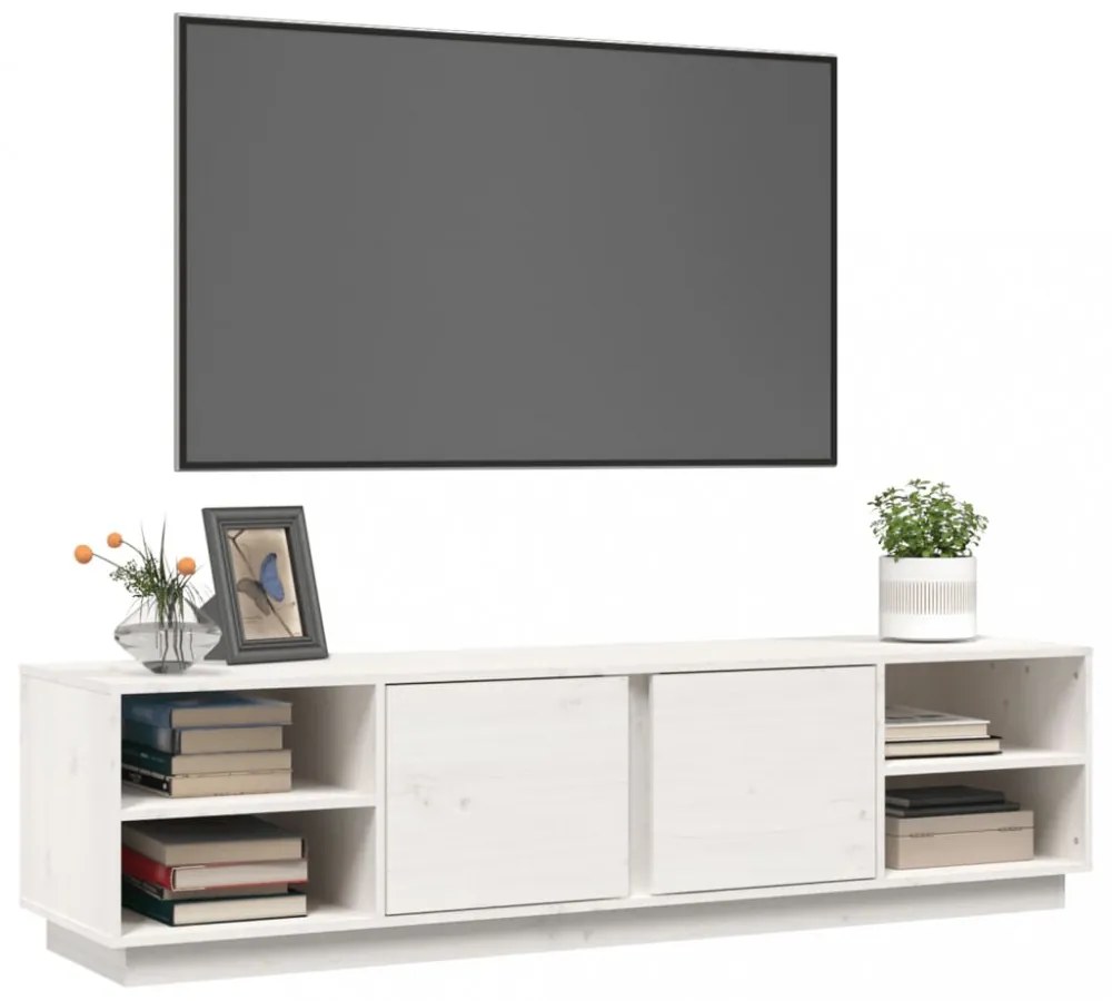 fehér tömör fenyőfa TV-szekrény 156 x 40 x 40 cm