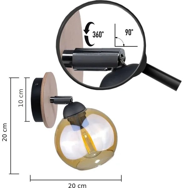Fali spotlámpa THEA WOOD 1xE27/60W/230V