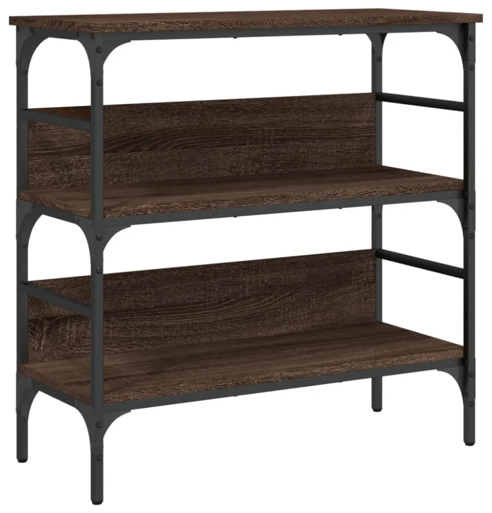 barna tölgyszínű szerelt fa tálalóasztal 75x32x75 cm