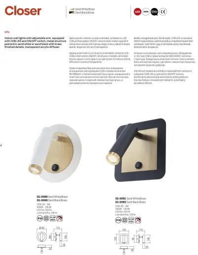 Redo 01-3089 - LED Fali spotlámpa CLOSER LED/6W/230V fehér