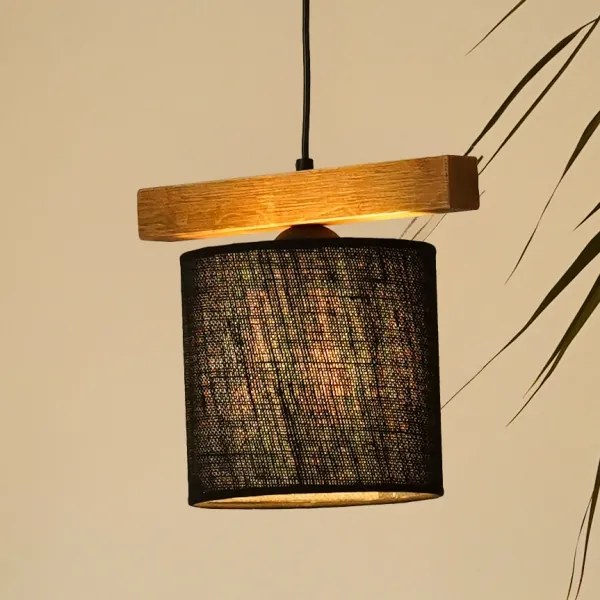 Brilagi - Csillár zsinóron FOREST 1xE27/15W/230V fenyő/fekete