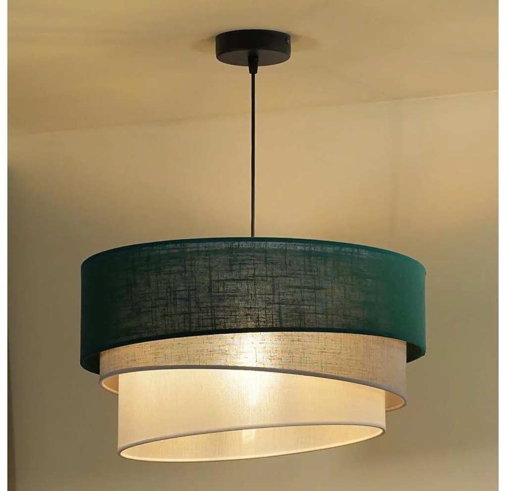 Duolla Duolla - Csillár zsinóron TRIO 1xE27/15W/230V átm. 45 cm zöld/szürke/fehér DU604031