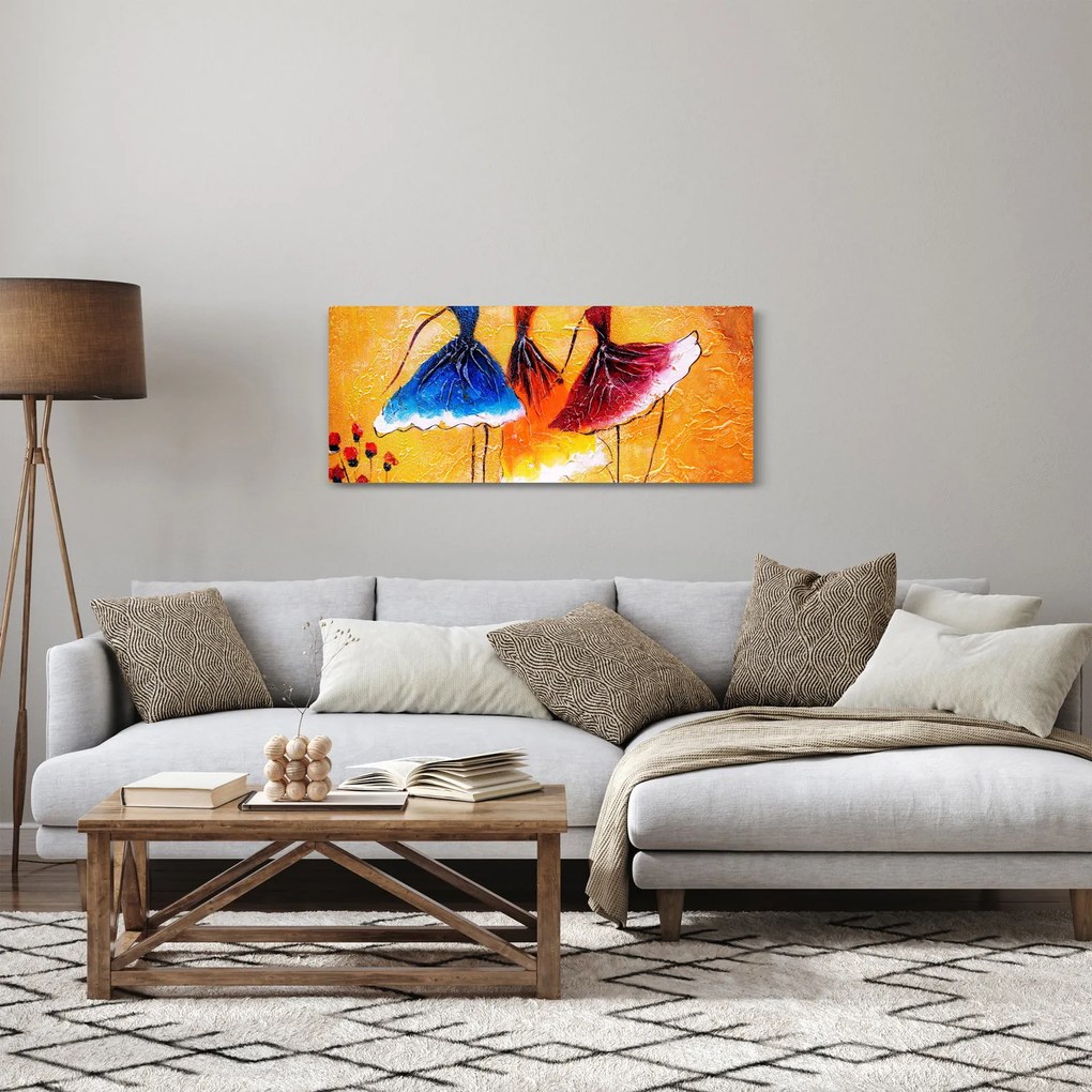 Kép - olajfestmény, balerinák (120x50 cm)