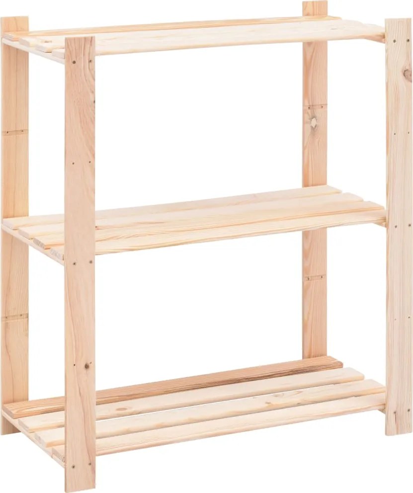 vidaXL 3-szintes tömör fenyőfa tárolóállvány 150 kg 80 x 38 x 90 cm