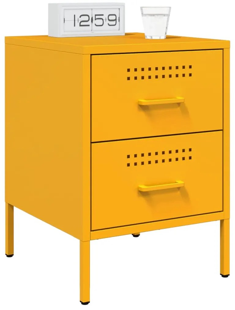 Mustársárga acél éjjeliszekrény 36 x 39 x 50,5 cm
