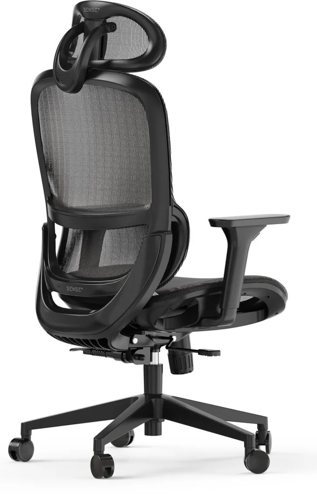 Ergonomikus irodai forgószék Neyo deréktámasz, fejtámla, háló, fekete