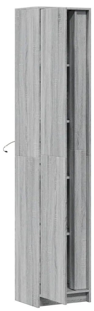 szürke sonoma szerelt fa LED-es magasszekrény 41,5x32,5x200 cm