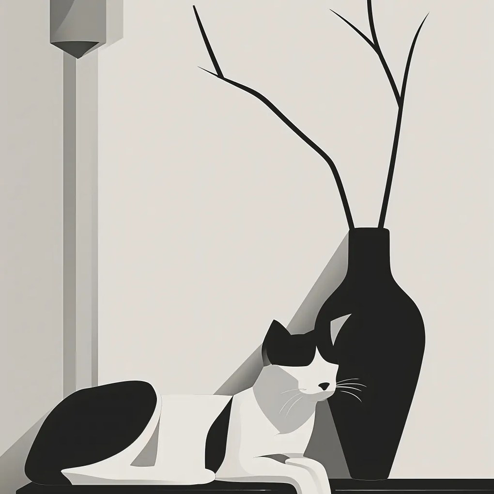 Poszter 50x50cm Macska szürke árnyalatokban