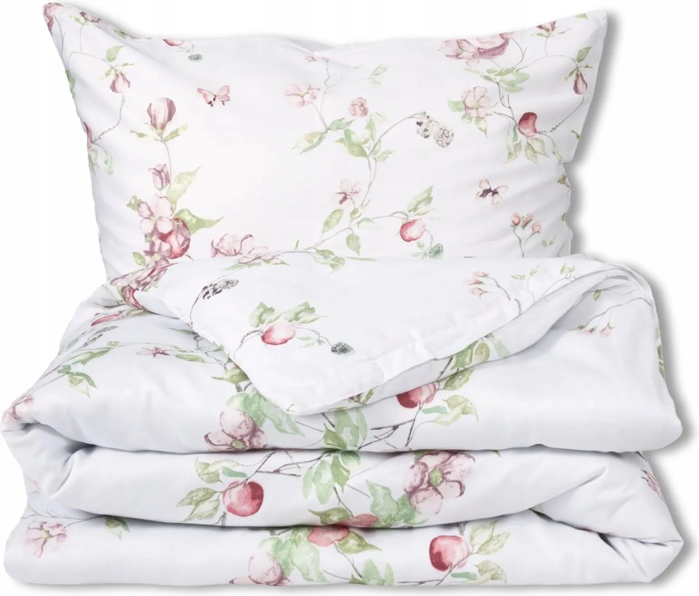 Szatén ágyneműhuzat 220x200 Exclusive Levelek és virágok Tavasz