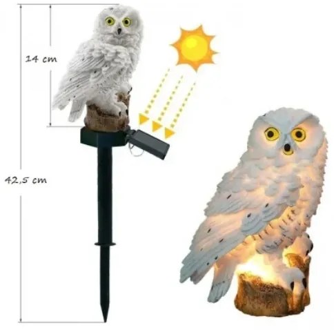 GGV LED napelemes kerti lámpa - bagoly, 14 cm