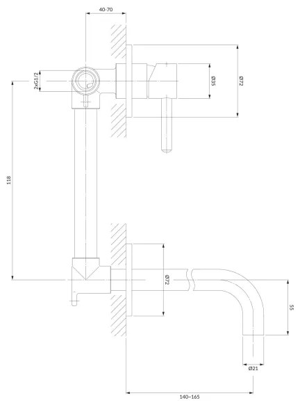 OMNIRES Y1215NCR - Beépíthető mosdócsaptelep, fényes króm, Y sorozat