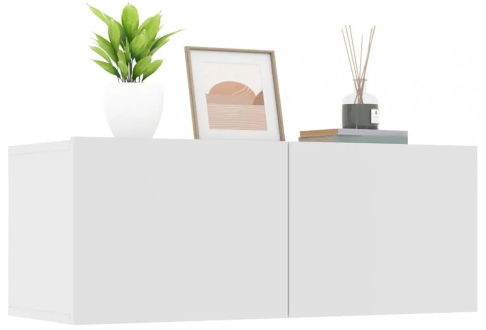 2 db fehér szerelt fa TV-szekrény 80 x 30 x 30 cm