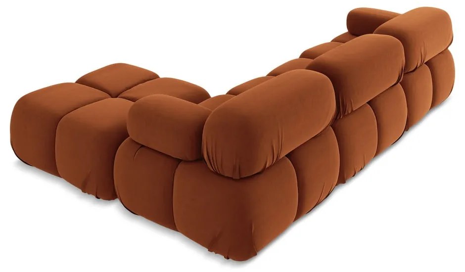 Narancssárga bársony moduláris sarokkanapé Lokua – Makamii