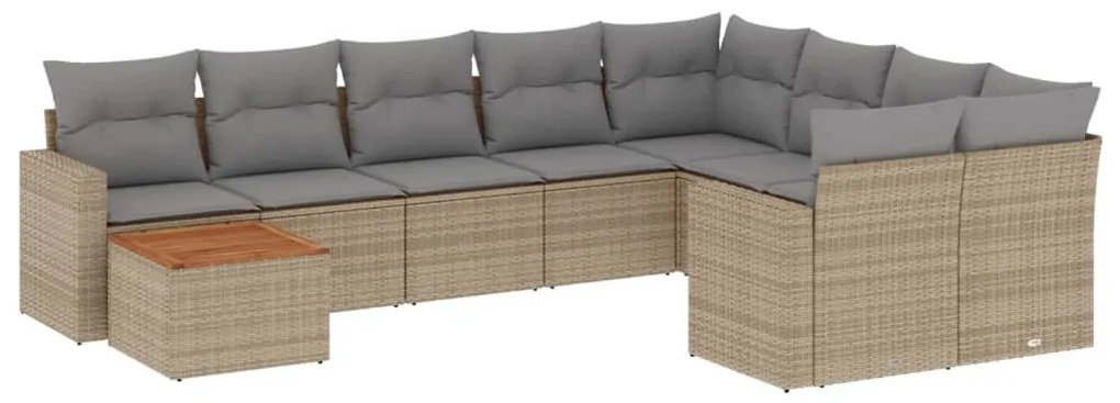 10 részes vegyes bézs polyrattan kerti ülőgarnitúra párnákkal