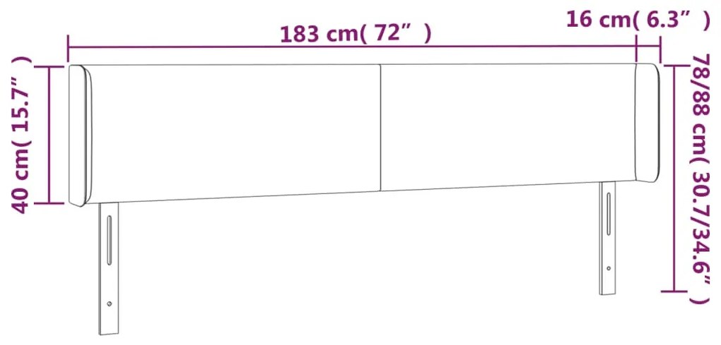 rózsaszín bársony LED-es fejtámla 183x16x78/88 cm