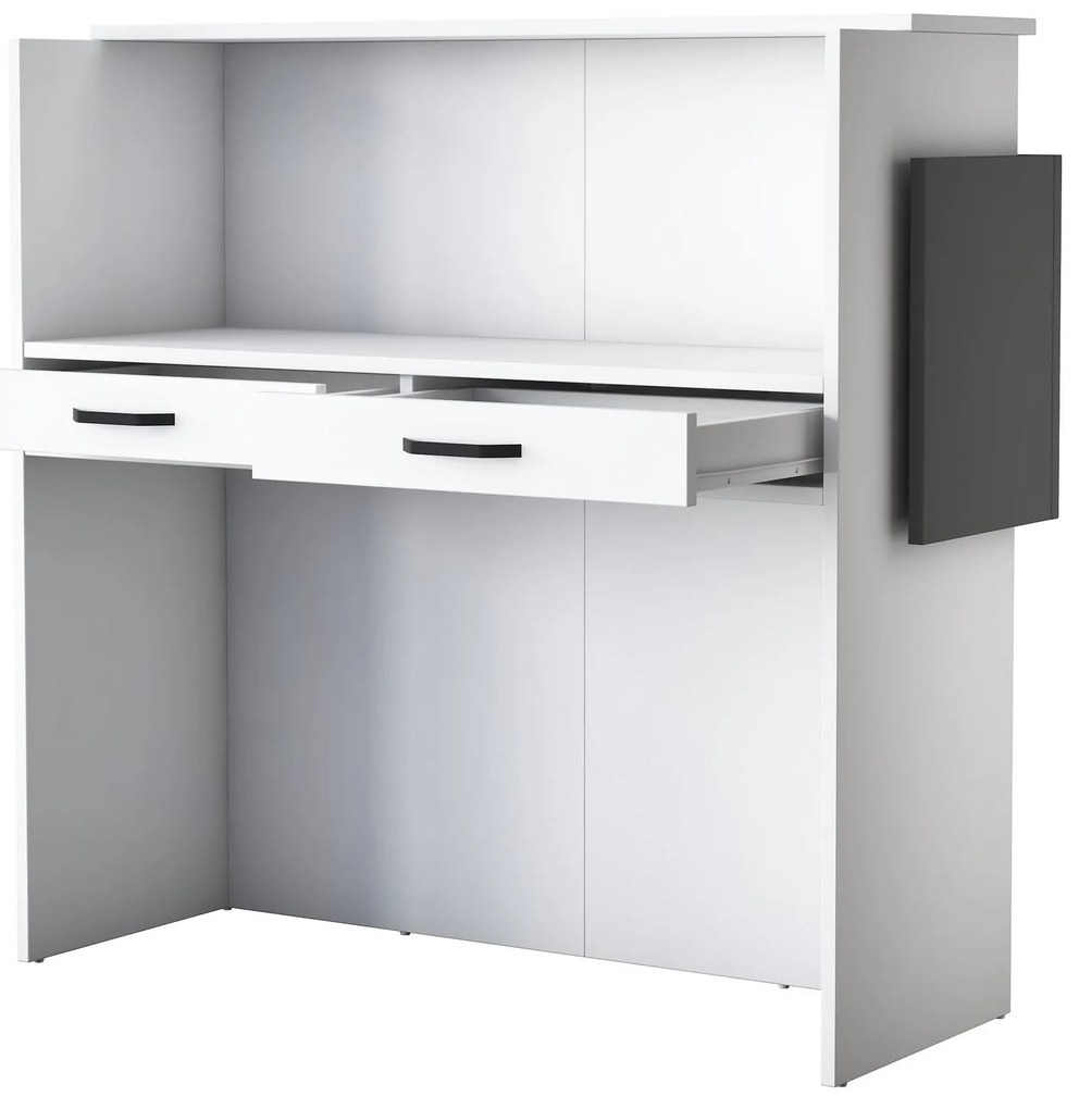 Recepciós pult fiókokkal, 110x110x40 cm,  fehér és szürke