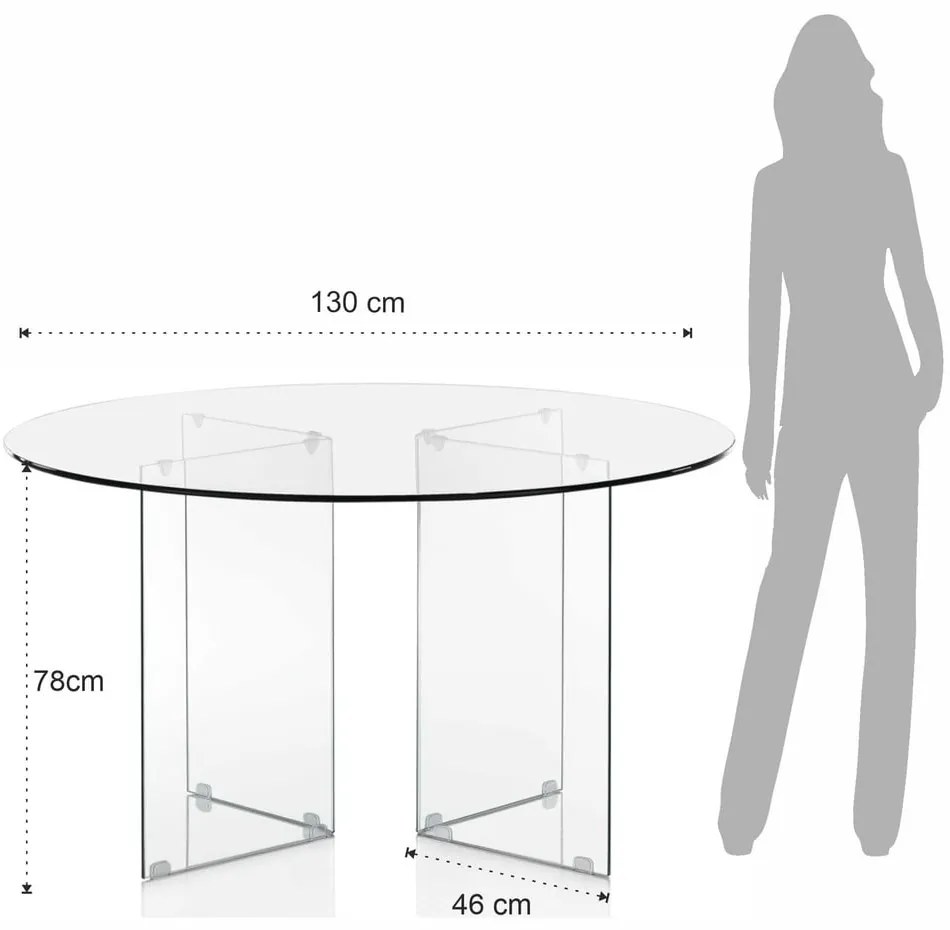 Üveg kerek étkezőasztal ø 130 cm Kaya – Tomasucci