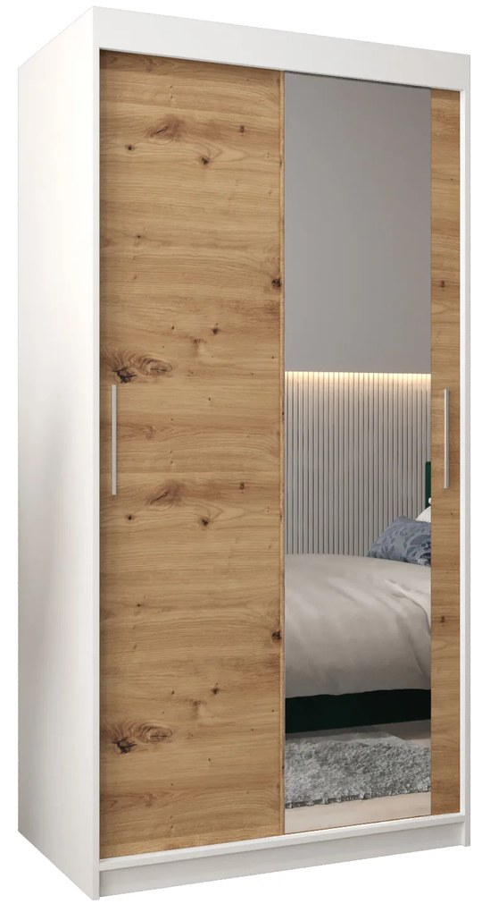 Ruhásszekrény 100 cm Toki 2 (matt fekete + artisan tölgy). 1064959