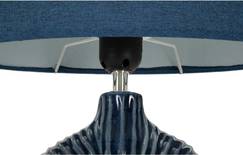Kék kerámia asztali lámpa textil búrával (magasság 43 cm) Seta – Mauro Ferretti