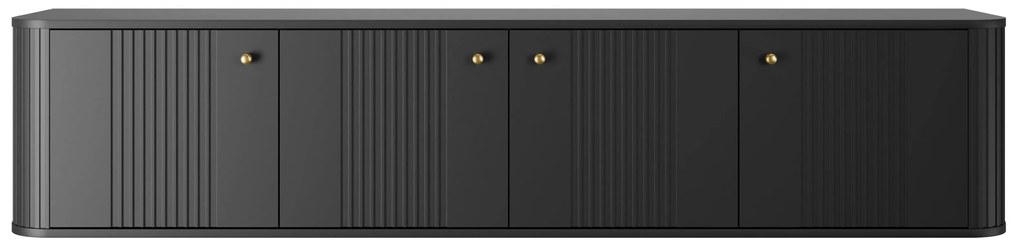 Vesper 4D függő TV-szekrény 187 cm - fekete / arany fogantyúk