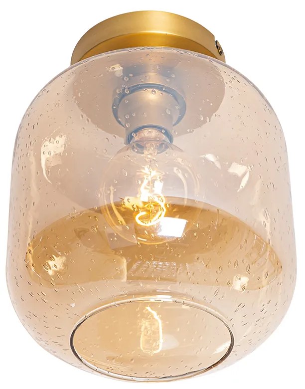 Design mennyezeti lámpa réz és borostyánsárga üveggel - Zuzanna