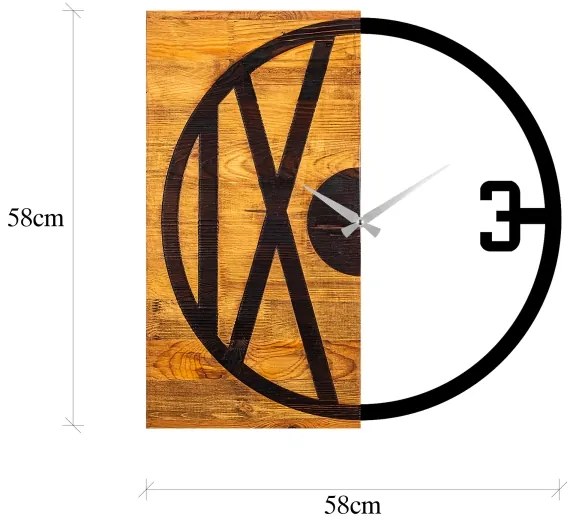 Fali óra 58x58 cm, 1xAA, fa/fém kivitel