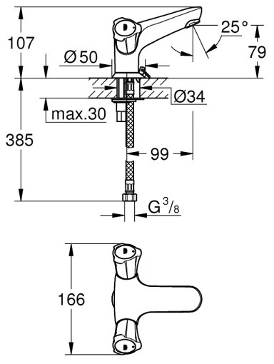 GROHE 21100001 - COSTA L mosdócsaptelep DN 15, fényes króm