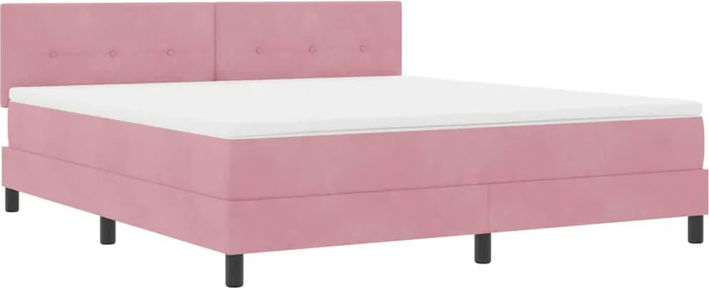 vidaXL LED Box Spring Ágy matracmal Rózsaszín 180 x 200 cm Bársony