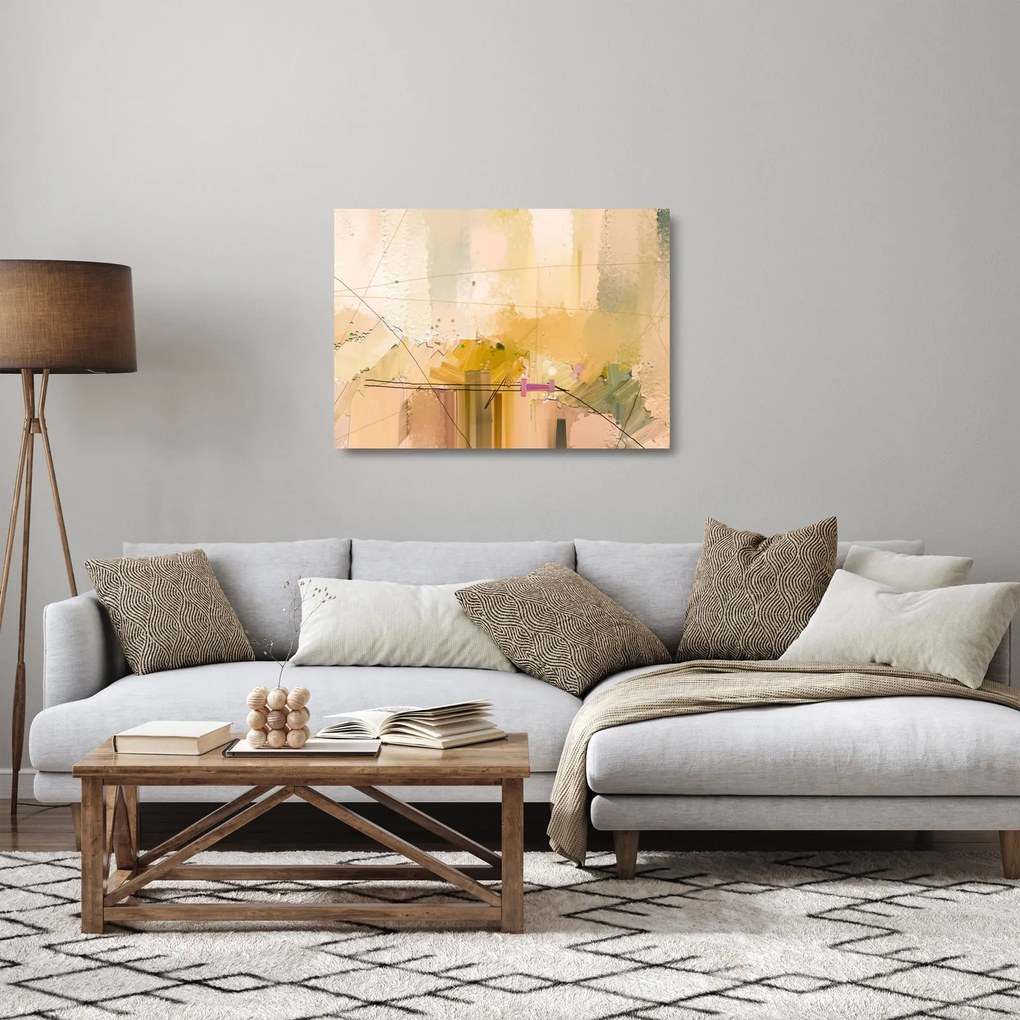 Kép - absztrakció, olajfestmény (üvegen) (70x50 cm)