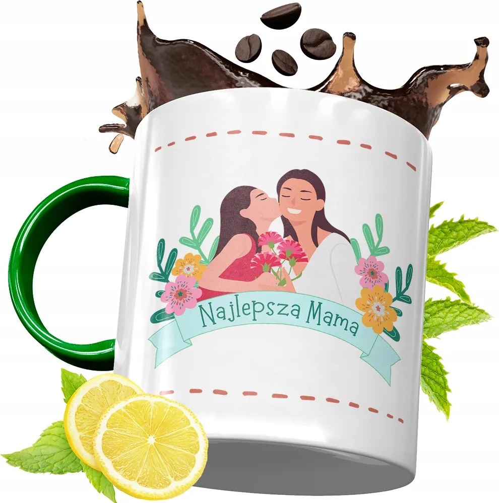 Zöld Bögre Anyukáknak Születésnapi Ajándék fényképes nyomtatással