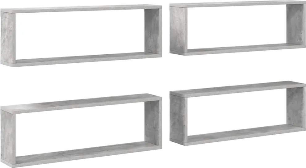 vidaXL 4 db betonszürke szerelt fa fali kockapolc 80 x 15 x 26,5 cm
