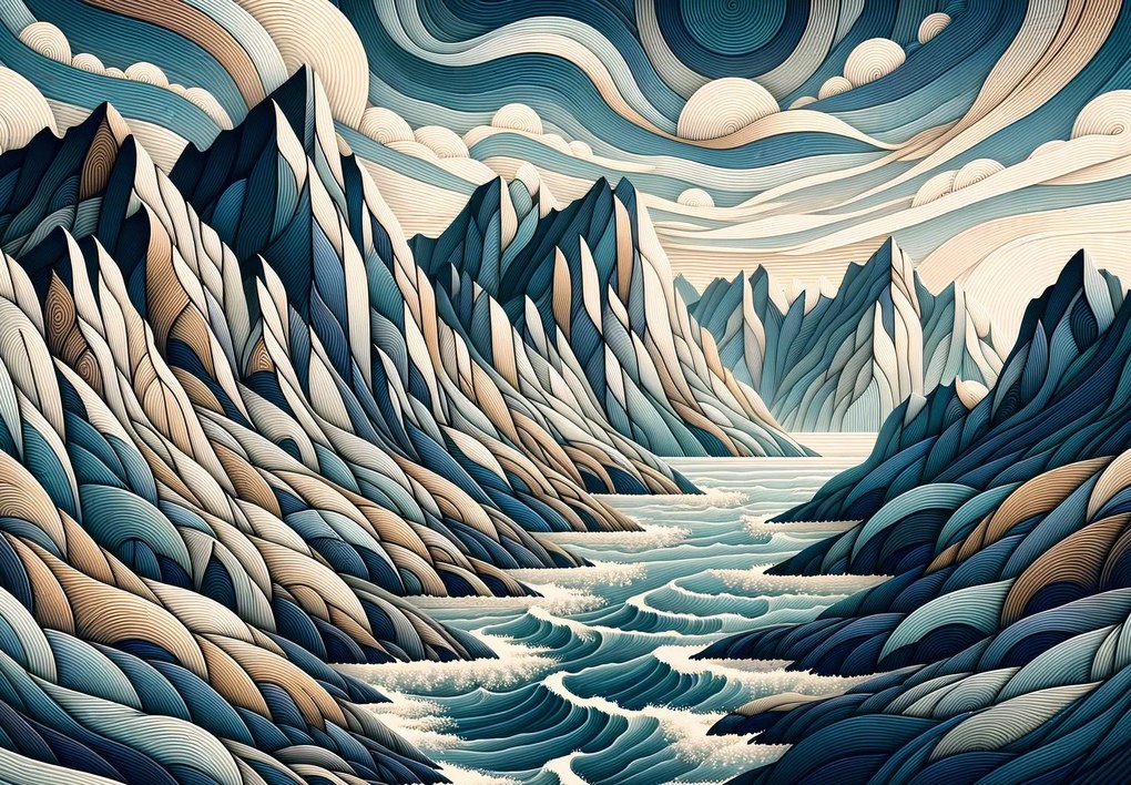 Fotótapéta - Vad folyó hegyek között (147x102 cm)