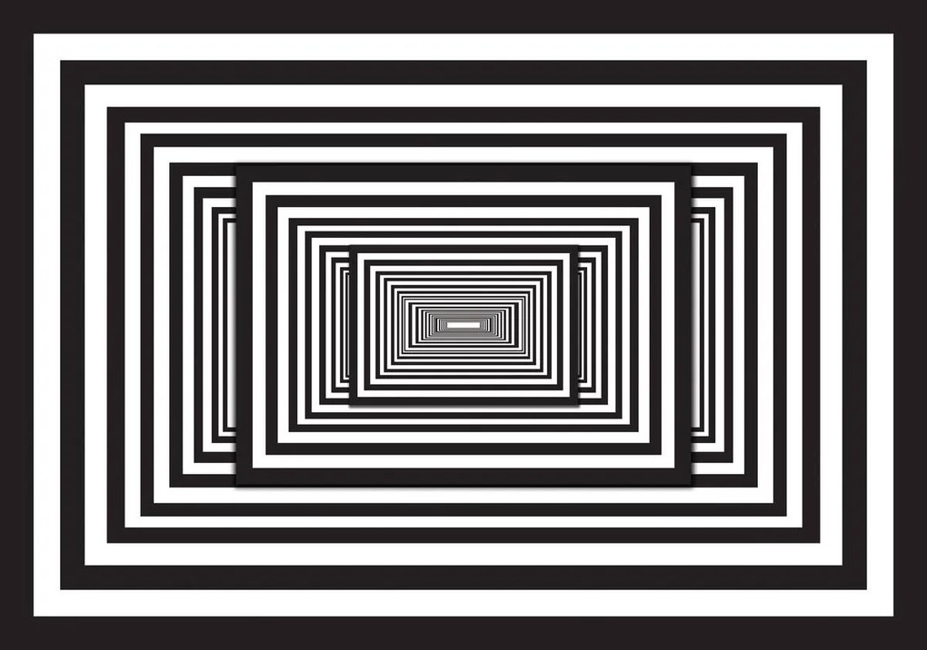 Fotótapéta - Fehér és fekete 3D-s alagút (152,5x104 cm)