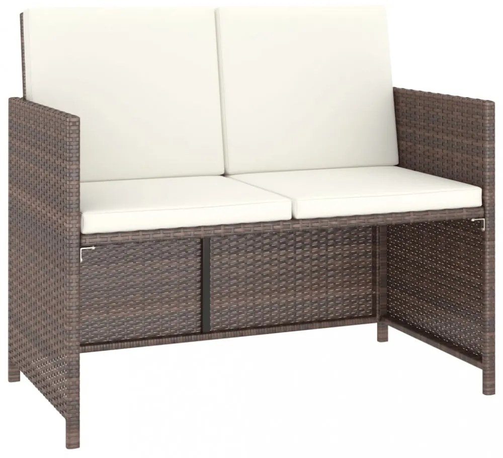 6 részes barna kültéri polyrattan étkezőgarnitúra párnákkal