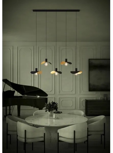 Eglo 390396 - Csillár zsinóron SACEDA 5xE27/40W/230V fekete/arany