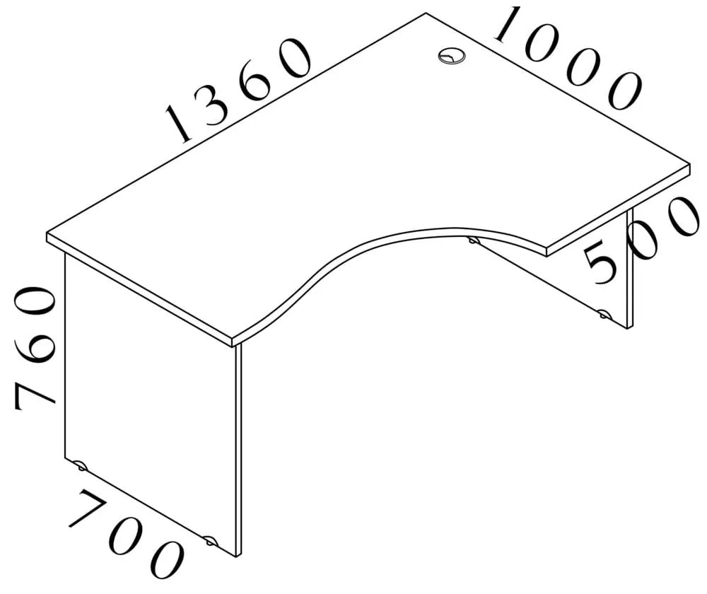 Visio LUX ergonomikus asztal 136 x 100 cm, jobb, dió