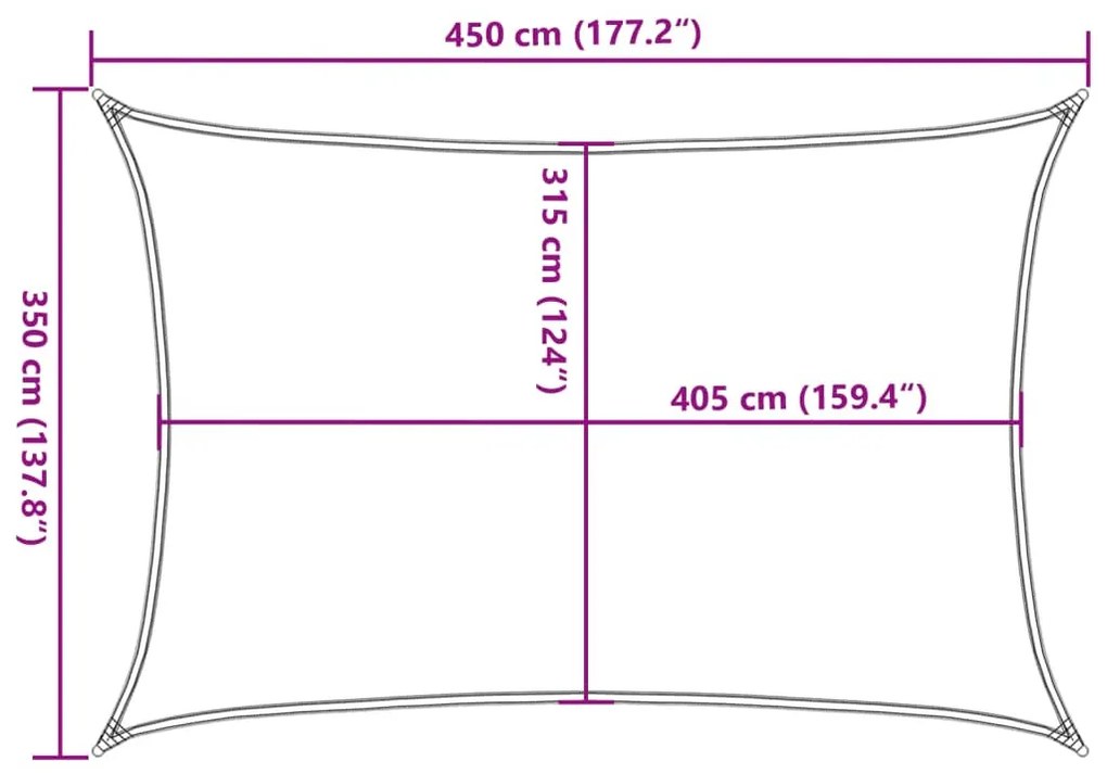 piros HDPE napvitorla 160 g/m² 3,5 x 4,5 m