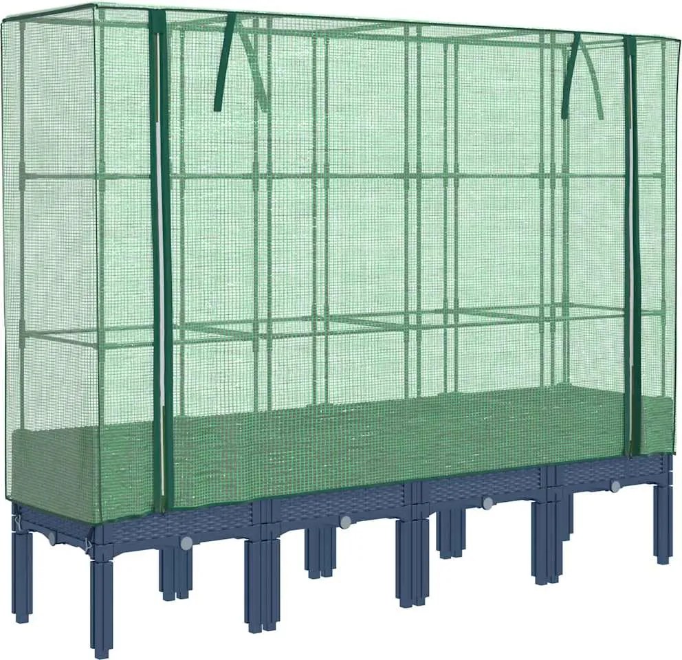 vidaXL rattan megjelenésű magaságyás melegháztakaróval 160x40x140 cm