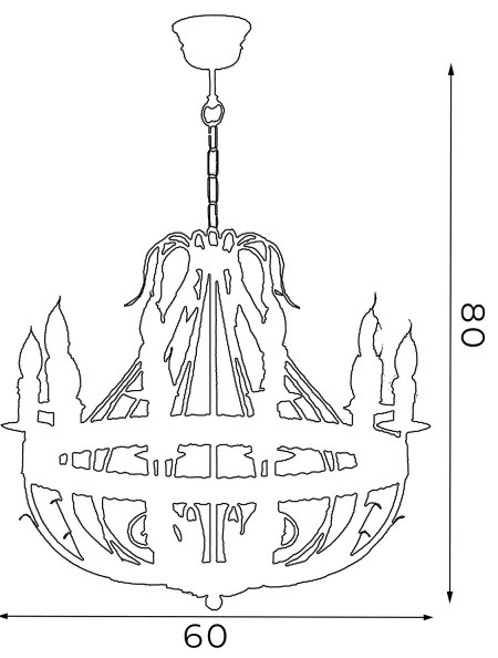 Csillár láncon LOARA 10xE14/60W/230V