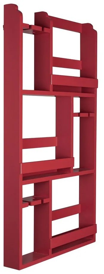 Piros fali kaucsukfa bortartó polcos állvány, palackok száma 12 80x120x10 cm Myron – Dutchbone