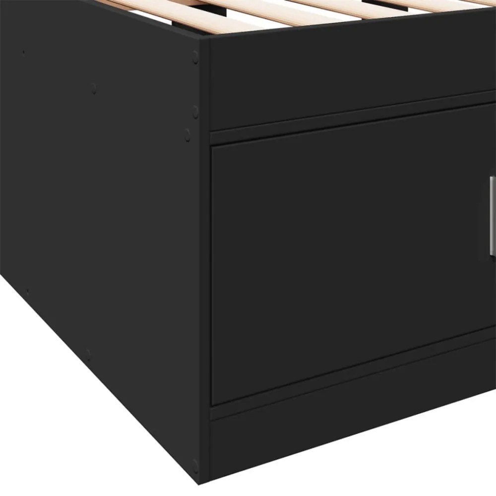 fekete kanapéágy fiókkal matrac nélkül 100x200 cm