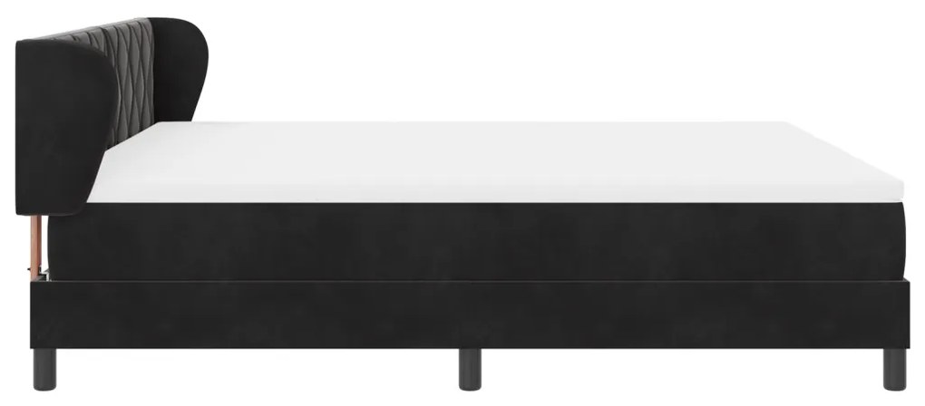 Boxspring Ágy Matraccal, Fekete, 180x200 cm, Bársonyos