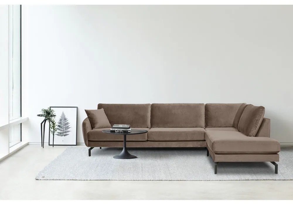 Magic barnásbézs bársony sarokkanapé, jobb oldali - Scandic