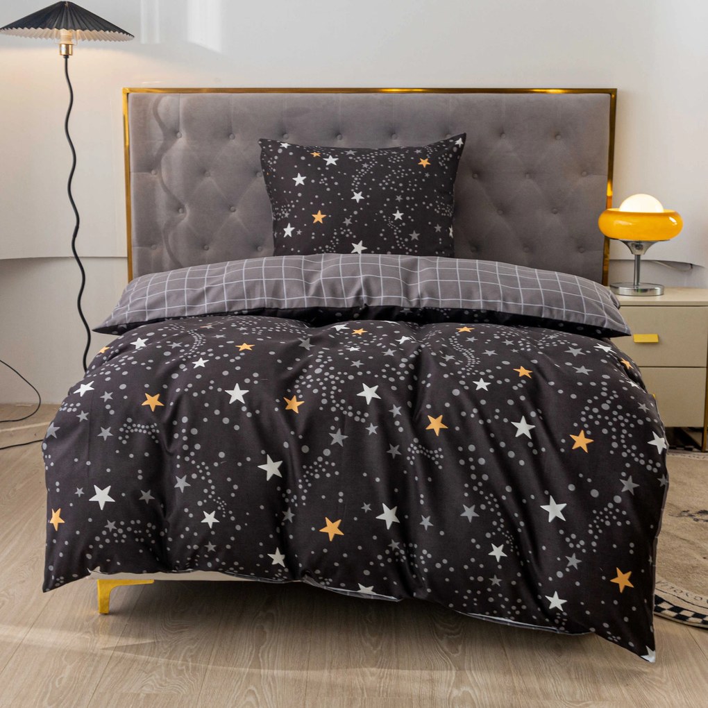 Flanel mikroszálas ágyneműhuzat STELLAR sötétszürke Ágyneműhuzat mérete: 2 db 70 x 90 cm | 200 x 220 cm