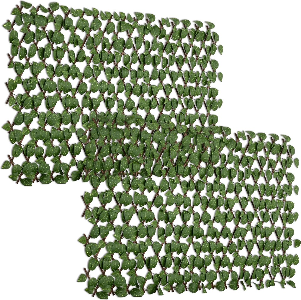 Outsunny 2 db-os Mesterséges Élőfal Szett - Kiterjeszthető - Természetes Növényi Képernyő - Realisztikus Lomb, Beltéri-Kültéri, 2 x 1 m | Aosom