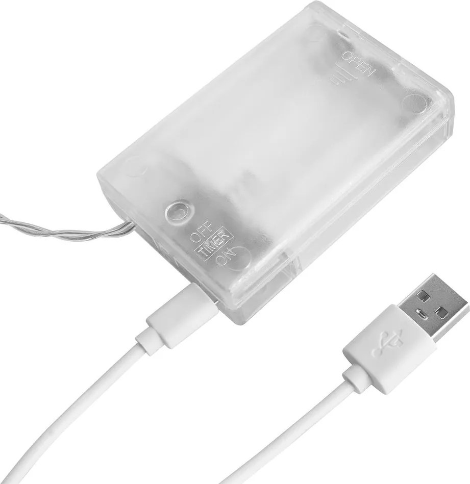 20 LIGHTS LED égősor 20 égővel USB-kábellel, átlátszó