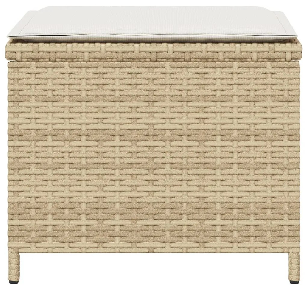4 db bézs polyrattan kerti szék párnával 40x40x35 cm