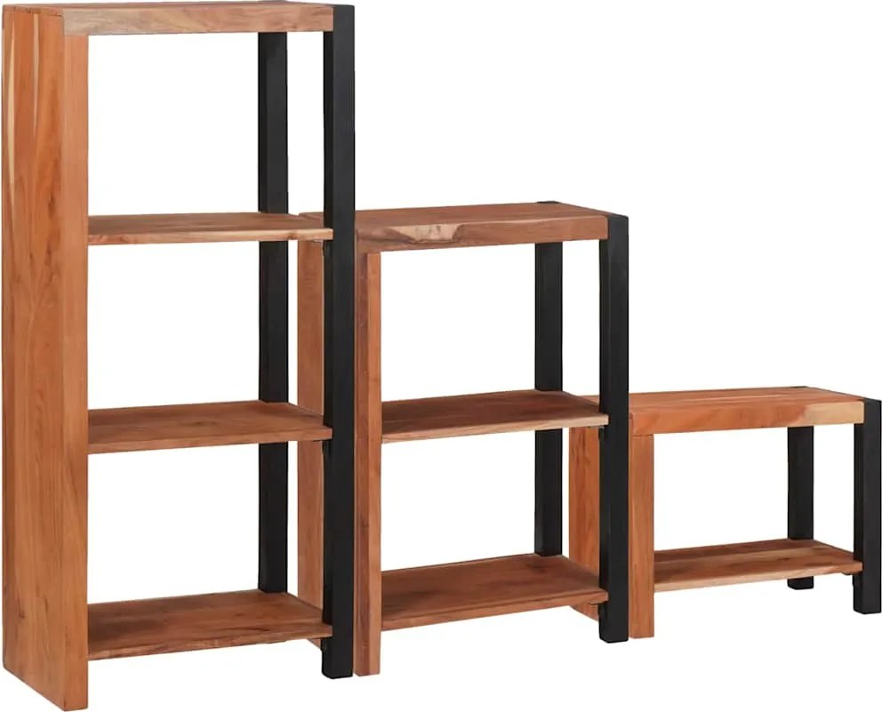 vidaXL Könyvespolc 3 pcs Barna 50 x 30 x 110 cm Tömör Akácfa