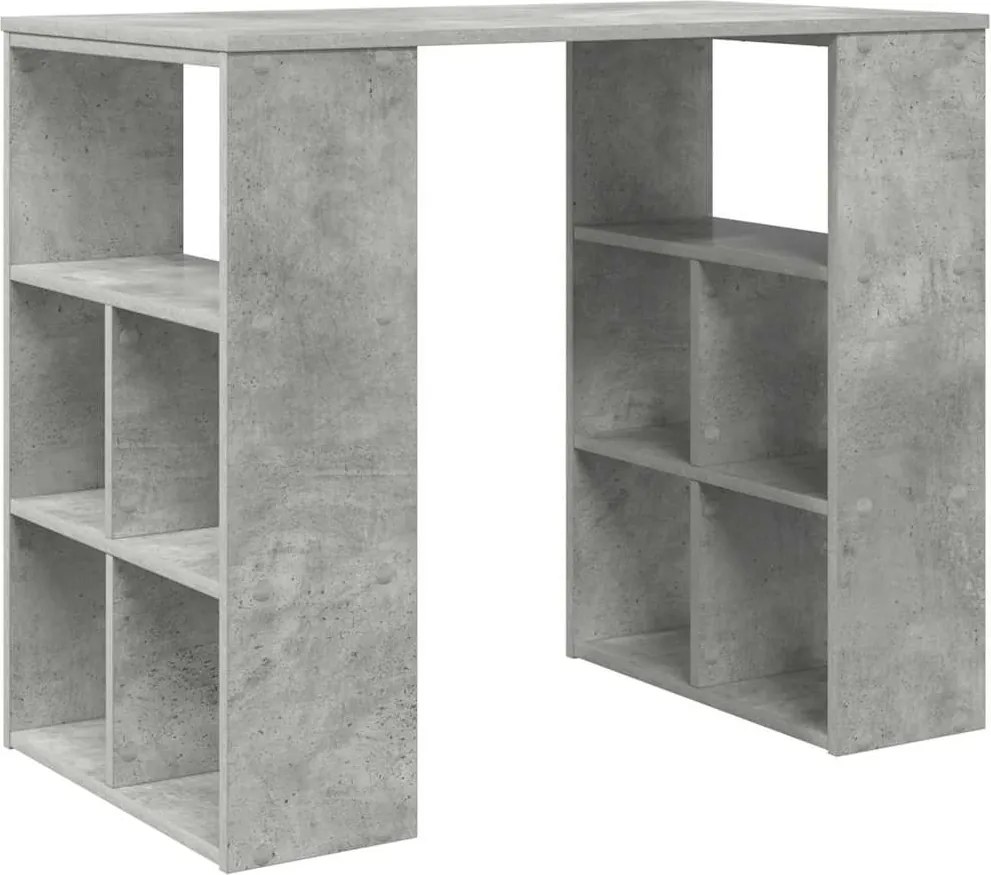 vidaXL Asztal polcokkal tárolóval Beton Szürke 90 x 50 x 75 cm Faanyag