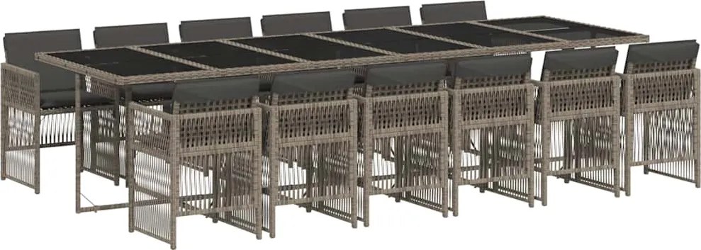 vidaXL 13 részes szürke polyrattan kerti ülőgarnitúra párnákkal